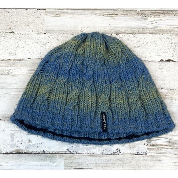 Turtlefur Blue Green Knit Beanie Hat - Picture 1 of 3